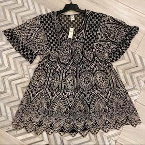 Black and white embroidered Anthropologie dress